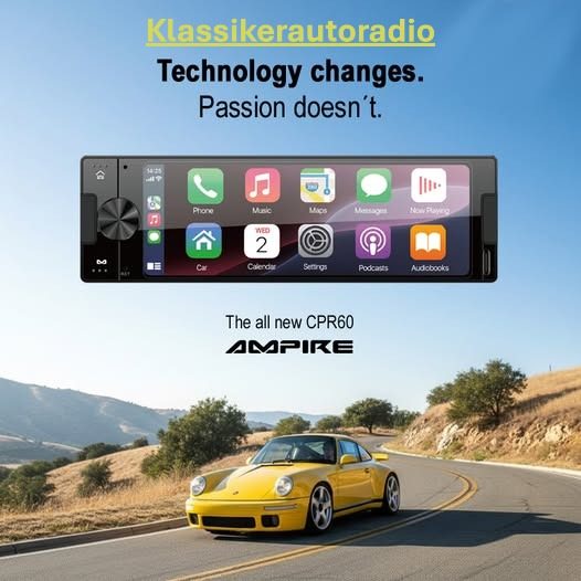 Das AMPIRE CPR60 Autoradio ist das erste seiner Art in echtem 1-DIN Format mit drahtlosem Apple CarPlay und Android Auto